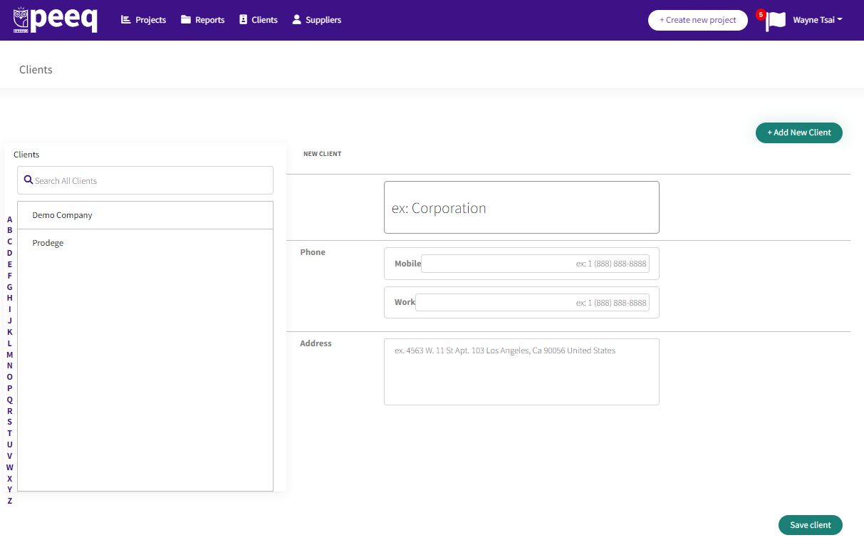 Add New Clients – peeq